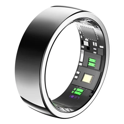 PX01 Bluetooth-compatible Sleep Health Monitoring Smart Ring Multifunction Finger Ring with Charging Base - Silver / Size 7