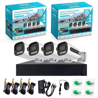 4 Channel H265 AHD DVR Kit Surveillance Camera High Definition Outdoor Security CCTV System - US Plug