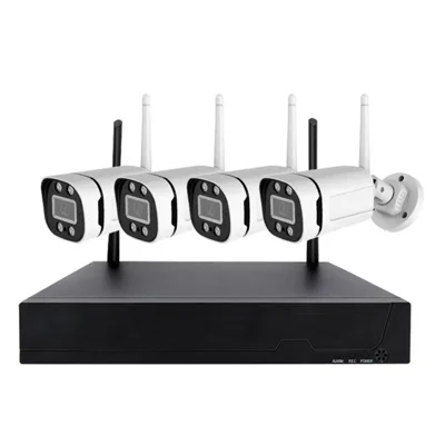 2MP 2K 4CH NVR HD CCTV Kit Remote Voice Intercom Full Color Night Vision WiFi Surveillance Camera System - US Plug