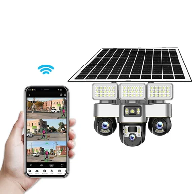 VTS30A V380 Outdoor Security Camera Solar Powered Night Vision  3 LED Lights Surveillance System - WiFi Version  /  US Plug