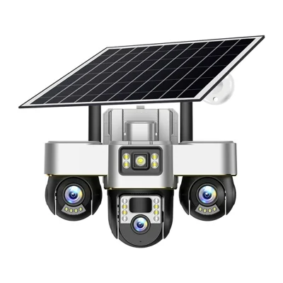 VTS30 v380pro Solar Powered Triple Lens Security Camera Smartphone Controlled Surveillance System - WiFi Version