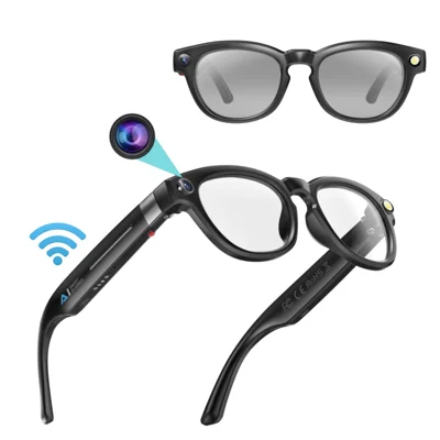 Q8 AI-vertaler smart glasses met 8MP HD-camera, videorecorder, Bluetooth-compatibele oproep- en muziekbril, 32GB opslag - Zwart