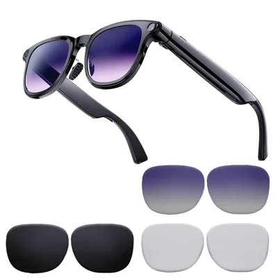 A2 Smart Glasses with Camera AI Real Time Translation Bluetooth-compatible Calling Video Recording Eyewear, 16GB Storage - Black
