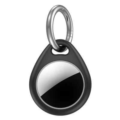 CT26 For Apple AirTag Anti Scratch TPU Case with Keyring IPX8 Waterproof Protective Cover - Black