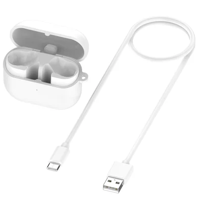Für Samsung Galaxy Buds3 FE R420 590 mAh Ladekoffer Kopfhörer-Ladegerät mit USB-C-Kabel – Weiß
