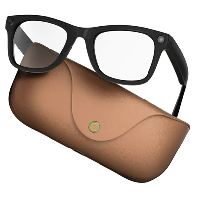 MT5 Ultra Smart Glasses 8MP Kamera AI Echtzeit-Übersetzung Bluetooth-kompatible Gesprächsbrille mit 2000-mAh-Ladetasche – Braun