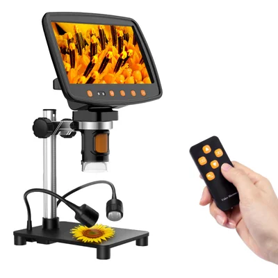 MS1D-Z33B Digital mikroskop med 7-tums skärm, 500-1000X digital förstoring, 1080P-video, 10MP-foton - Svart
