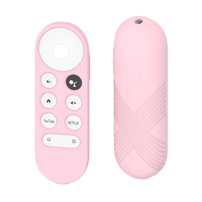 For Google Chromecast 2020 TV Remote Controller Anti-scratch Protective Case Soft Silicone Sleeve (X Shape Texture) - Pink