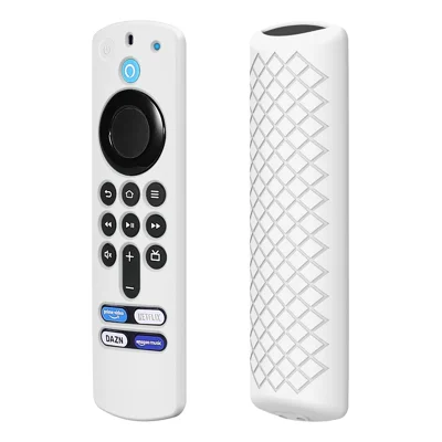 Funda de silicona GS0092 para mando a distancia por voz Amazon 2021 ALEXA, 3.ª generación, funda protectora resistente a golpes - Blanca