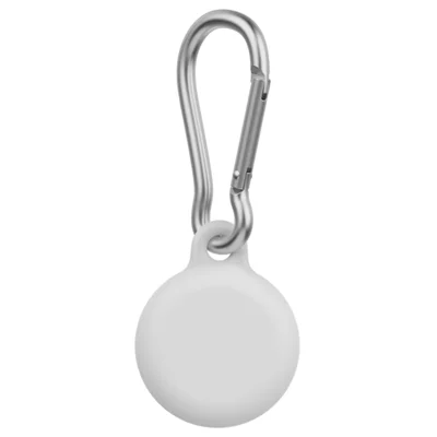 For Apple AirTag Silicone Case Bluetooth-compatible Tracker Soft Cover Anti-Lost Key Pet Locator Case with Buckle - White