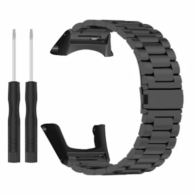 For Sunnto Ambit 3 / Ambit 3 Sport / Ambit 3 Run Steel Watch Strap 3-Bead Wrist Band Replacement - Black