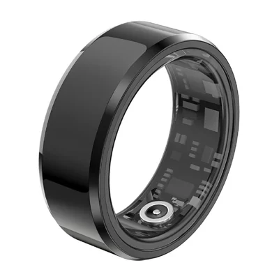 SR1 Smart Ring Waterproof Heart Rate Sleep Monitor Multi-Function Finger Ring (With Charging Case) - Black / No.7