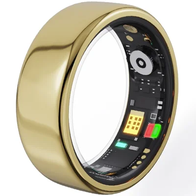 RC20 Waterproof Bluetooth-compatible Health Monitoring Smart Ring Stainless Steel Finger Ring, Magnetic Charging Cable - Gold / Size 7