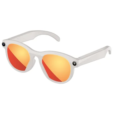 M88 AI Smart Glasses 2MP Camera HD Video Recording Bluetooth-compatible Eyeglasses Built In LED Flashlight - White+Red Coated Lens