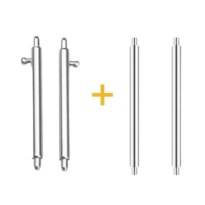 14mm 1 Pair Stainless Steel Watch Spring Bars + 1 Pair Quick Release Straight Pin Set Watch Band Connector - Silver
