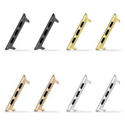 4 Pairs 20mm Metal Strap Connectors for Apple Watch Series 11 10 42mm / 9 8 7 41mm / SE3 SE2 SE 6 5 4 40mm / 3 2 1 38mm Stainless Steel Spring Pin Adapters - Mixture
