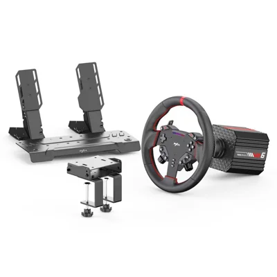 PXN VD6 Direkte Drive Racing Steeringhjul Bundle 6 Nm Kraftfeedback Pedaler Kompatibel med PC Gaming - Sort