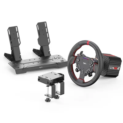 PXN VD4 BUNDLE Direkte-drevet Racinghjul til PC / PS4 Professionel Spilrat med Pedaler - Sort