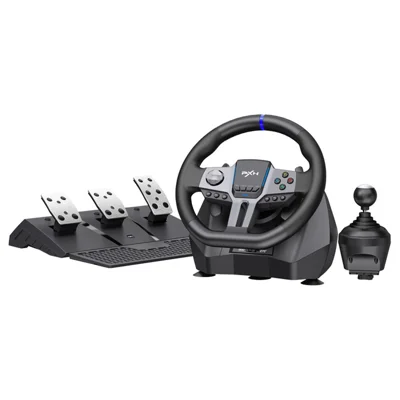PXN V9 Racing-spilhjulssæt til Sony PlayStation 4 / 3 / Nintendo Switch / Xbox One med manuelt gear og 3-pedaler – Sort
