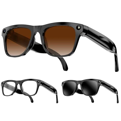 xk one pro AI Smart Glasses 8MP HD Camera Bluetooth-aanroep Voicevertaling Opname Bril - Zwart