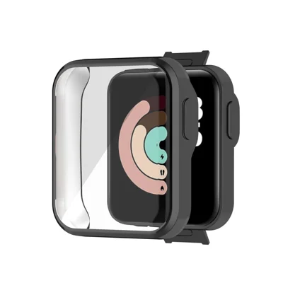 Full Coverage Electroplating TPU Smart Watch Protective Case for Xiaomi Mi Watch Lite/Redmi Watch - Black