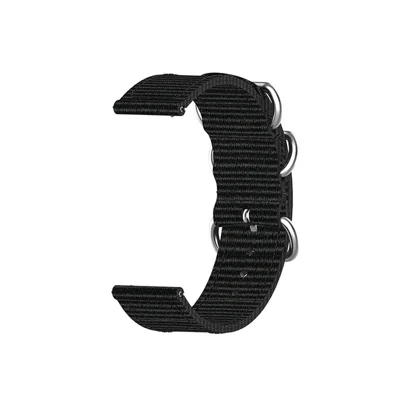 20 mm elastisches Nylon-Armband für Smartwatch mit 3-Ring-Schnalle für Huawei Watch GT3 42 mm / Watch GT2 42 mm / Watch 3 Pro Neu / Watch 3 Pro – Schwarz