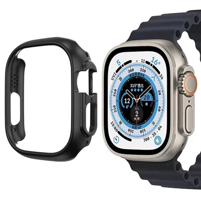 For Apple Watch Ultra 3 / Ultra 2 / Ultra 49mm Smart Watch Case Hard PC Shockproof Protector Shell Frame - Black
