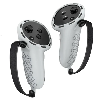 1 Pair Non-Slip Silicone Sleeve for Meta Quest 3 / 3S VR Handle Controller Case Cover - Light Grey