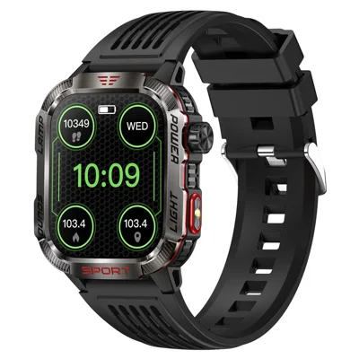 HT29 Banknote Detection Flashlight Compass Altitude Test Smart Watch Health Monitoring Waterproof Sports Watch - Black