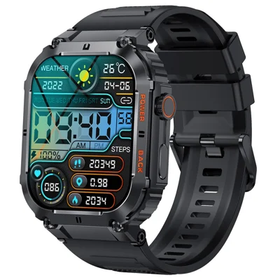K57 Pro 1,96 tommer Bluetooth-call Smartwatch Sundhedsmonitorering udendørs sport Smart Armbånd - Sort