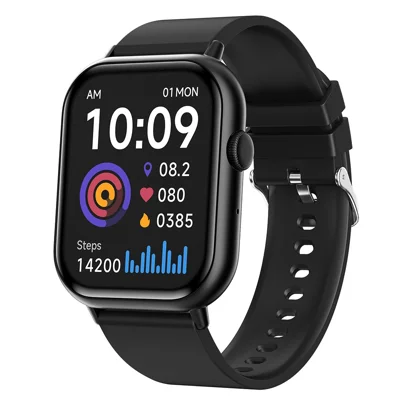 G44 2,01 tommer Smartur 24 timers hjerterate monitor Fitness Tracker Ur, silikonebånd - Sort