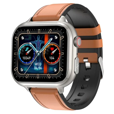 TK17 Leather Strap 1.91 Inch Smart Watch Bluetooth-compatible Call ECG Health Monitor Waterproof Sports Pedometer Watch - Brown
