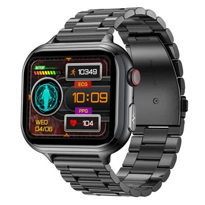 TK17 Steel Strap 1.91 Inch Smart Watch Bluetooth-compatible Call ECG Health Monitor Waterproof Sports Pedometer Watch - Black