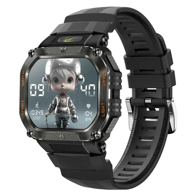 HT34 Outdoor Sports Smartwatch Fitness Tracker Waterproof 30M with Heart Rate / Blood Oxygen / Sleep Monitoring - Black