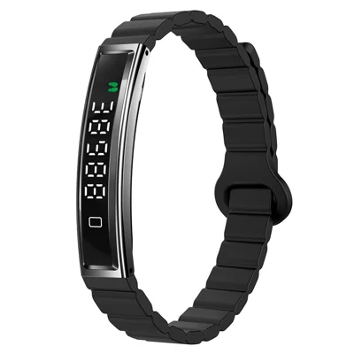 B3 Waterproof Slim Bracelet Smart Wristband for Women Health Monitor Fitness Tracker, Silicone Strap - Black+Black