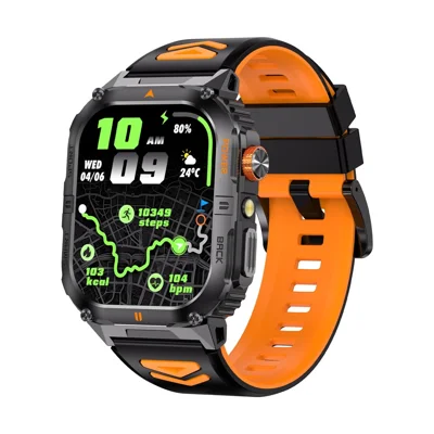 YK12 IP68 wasserdichte 2,0-Zoll-HD-Bildschirm-Gesundheitsüberwachung Sport-Smartwatch für Android / iOS - Orange+Schwarz