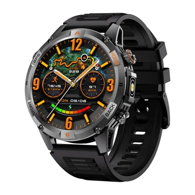 YK15 IP68 Waterproof 1.46 inch HD Screen IP68 Waterproof Smart Watch Bluetooth-Compatible Health Monitoring for Android iOS - Black