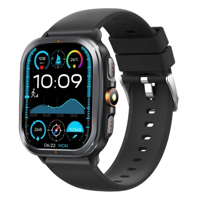 TS500 2.01 Inch IPS Screen Sports  Smartwatch Health Monitor Bluetooth-compatible Calling Wristwatch with Compass Altimeter Barometer - Black