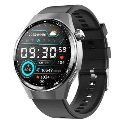 F230 Smartwatch mit BT-Anruf, EKG, Herzfrequenz, Sauerstoffsättigung, Blutdruck, wissenschaftlichem Schlafmonitoring, SOS-Alarm – Schwarzes Silikonarmband