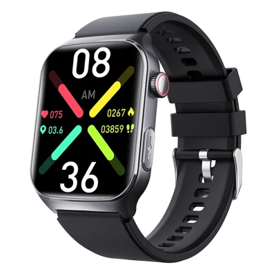 F320 Smartwatch ECG PPG Gesundheitsmonitor Herzfrequenz Blutdruck SOS Sturzerkennung Uhr - Schwarz Silikon