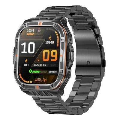HT38 2,01 Zoll IPS-Bildschirm Smartwatch für Outdoor-Sportarten, IP68 wasserdicht, Gesundheitsmonitor, Bluetooth-fähiges Telefonieren, Armbanduhr mit Stahlarmband