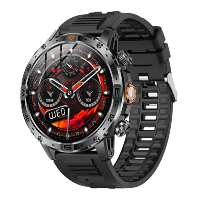 AK91 1.7 Inch HD Screen Smart Watch Bluetooth-compatible Calling Outdoor Sports Watch with Pedometer Flashlight - Black