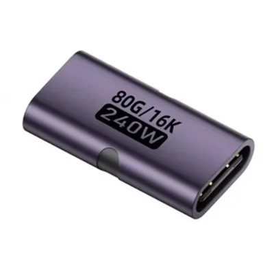 PD 3.1 240 W USB-C-Adapter von Buchse zu Buchse, 16 K 60 Hz, 80 Gbps, magnetischer Anschluss, Aluminiumlegierung, multifunktional – Lila