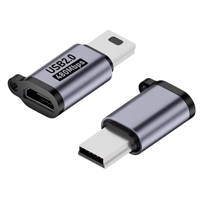 Micro USB Female to Mini USB Male Adapter 480Mbps Data Transfer Charging Connector for Phone Tablet Camera