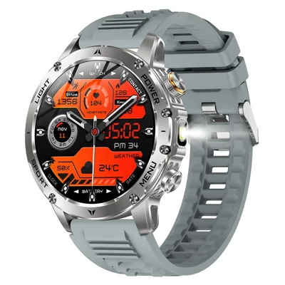 AK87 Smartwatch mit 1,7-Zoll-HD-Bildschirm, Outdoor-Sportarmband mit Bluetooth-Anruf und Gesundheitsüberwachung – Silber / Silikonarmband