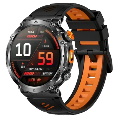 HT42 Smart Watch GPS Positioning Sports Band with BT Call Heart Rate Monitor Pedometer Flashlight Compass for Outdoor Activities - Orange