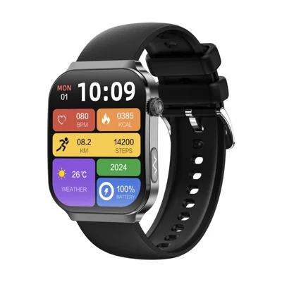 U21 2.2 Inch Square Screen ECG Heart Rate Detection Bluetooth-compatible Call Sports Smart Watch with Sleep Monitor - Black