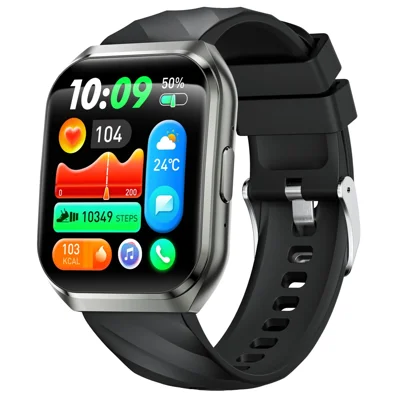 MT66 Silikonarmband Smartwatch 1,83 Zoll IPS-Bildschirm Fitness-Tracker IP68 wasserdicht Herzfrequenzmesser - Schwarz