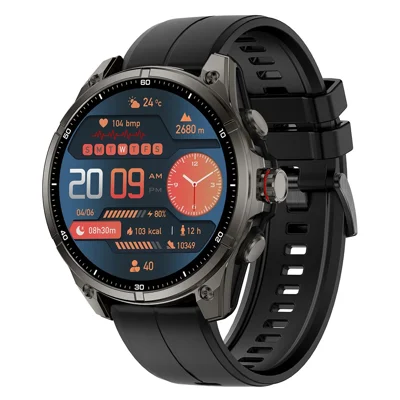 FT66 Smartklocka med 1,43 tum AMOLED-skärm, 5 ATM vattentät GPS Hälsoövervakning Bluetooth-samtal handledsklocka - Svart