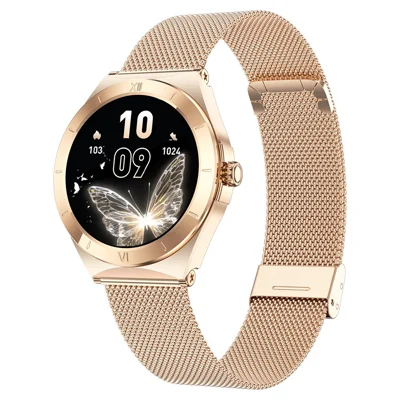 L03 Damen Smartwatch 1,19 Zoll AMOLED-Display 390x390 Anzeige ultradünn IP68 wasserdicht Smartband für Fitness und Gesundheit - Gold
